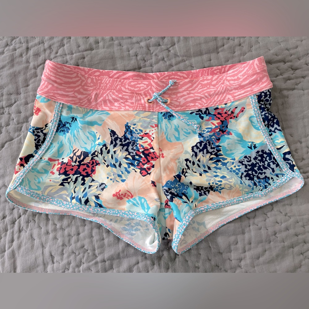 Athleta Kids Floral Bora Bora Cannonball Swim Beach Running Shorts Size XL 14